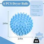 6 Pack Laundry Balls for Dryer, Dryer Balls Laundry Reusable, Dryer Ball Plastic Pellet Packs for Fabric Soften, Reduce Wrinkle and Less Static Cling