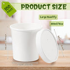 Fulmoon 100 Pack Paper Soup Containers with Lids Disposable Paper Food Containers with Vented Lids Kraft Ice Cream Bowls Soup Cup Ice Cream Cups for Restaurants(16 oz,White)