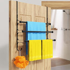 CANYAVE Over The Door Towel Rack, Over Door Towel Rack for Bathroom Door, Triple Towel Storage Holder with Hooks (Matte Black)