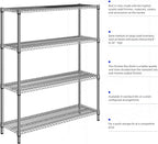 M MZG 2800 LBS 59" W 4 Tier Storage Shelves Rack Metal Wire Shelving Unit, Storage Standing Shelf Organizer for Laundry Bathroom Kitchen Pantry Garage Utility Room, Chrome 17.7" D x 59.1" W x 70.4" H