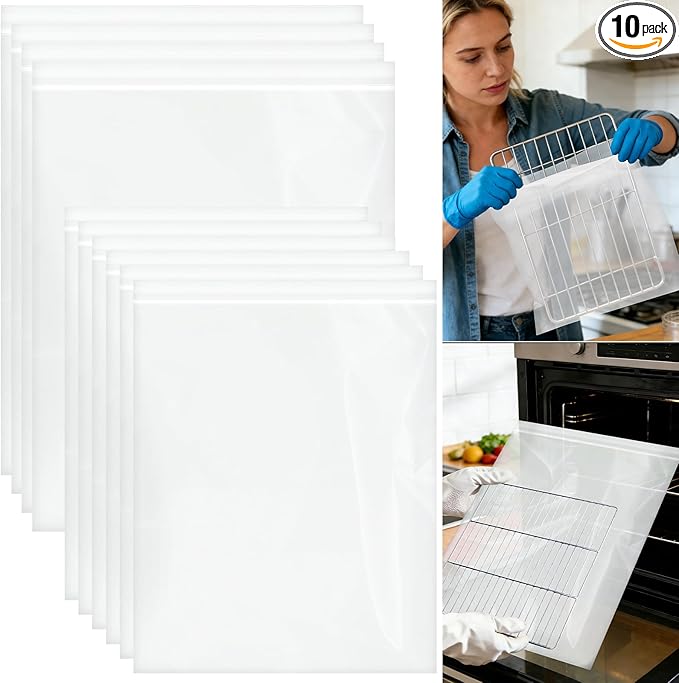 10Pcs Oven Rack Cleaning Bags, No Scrub Bags For Cleaning Oven Racks, Reusable Leak-Resistant PE Bags for Deep Soaking Grill Grates, BBQ Racks