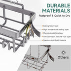 Veken Adhesive Shower Caddy 5-Pack,Heavy Weight Bearing,Large Wall Mounted Shower Shelves Rack,Organizer Storage Accessories with Soap Dish&Toothbrush Holder,Ideal for Bathroom,Home&Kitchen,Light Grey