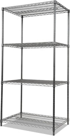 Alera Wire Shelving Starter Kit, Four-Shelf, 36w x 18d x 72h, Black Anthracite