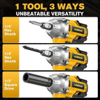 Cordless Impact Wrench for DeWalt Battery, 500Nm (369Ft-Lbs) 1/2" & 1/4" Brushless Impact Gun, 2-Speed High Torque Power Tool for Tire Removal, Rusted Bolts, Car Maintenance(No Battery)