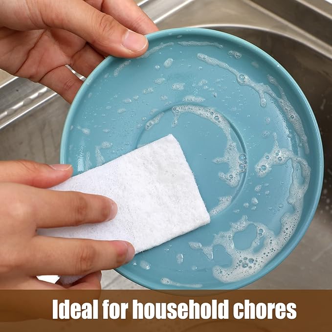 20 Pieces White Scrubbing Pad Non Scratch Scouring Pads Non Woven Scouring Sponge Multipurpose Abrasive Multi Surface Scrubber for Cleaning Polishing(5 x 7 Inch)