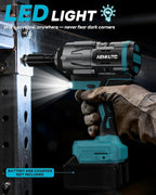 Cordless Impact Wrench for Makita 18V Battery,1500Nm (1106 Ft-Lbs) 1/2" Brushless Impact Gun, LED Work Light, 3-Speed High Torque Power Tool for Tire Removal, Rusted Bolts (No Battery)