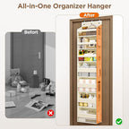 Mefirt Over The Door Organizer, 7 Tier Door Hanging Organizers with 7 Large Pockets 12 Side Pockets, Behind Door Storage Hanging Shelves for Closet Bathroom Bedroom Nursery