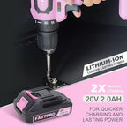 FASTPRO Pink Tool set -220-Piece Lady's Home Repairing Tool Kit & 20V Pink Cordless Lithium-ion Drill Driver