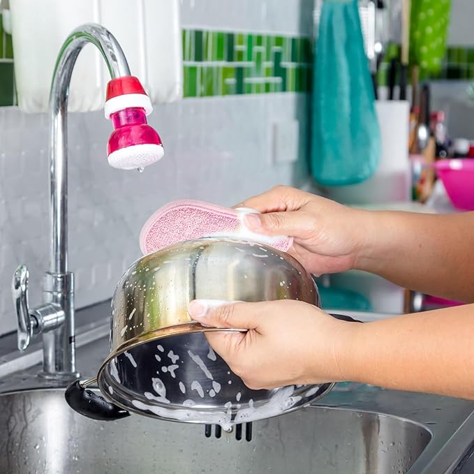 Boao 10 Pieces Multipurpose Kitchen Scrub Sponges, Non-Scratch Microfiber Scrub Sponges for Kitchen Reusable Scouring Pads Sponge Scrubber for Household Cleaning Dishes and Pots(Mixed Colors)