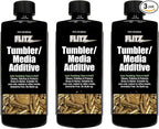 Flitz Tumbler Media Additive - 7.6oz Bottle of USA-Made Brass Cleaner Reloading Liquid for Ammo, Copper, & All Metals - Ammonia-Free Tumbling Polish to Remove Oxidation, Powder Residue (3 Pack)