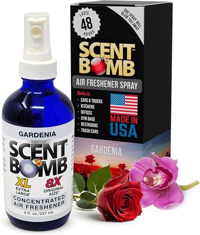 Scent Bomb Air Freshener Spray, Long-Lasting Odor Eliminator for Home & Car, Effective Deodorizer for Kitchen, Bathroom, Fresh Room Spray & Smell Neutralizer, Gardenia Scent