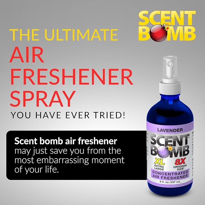 Scent Bomb Air Freshener Spray, Long-Lasting Odor Eliminator for Home & Car, Effective Deodorizer Spray for Kitchen, Bathroom, Fresh Room Spray & Smell Neutralizer, Lavender