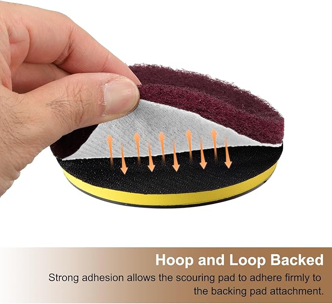 HARFINGTON 24pcs Scrubber Scouring Pads 1200 Grits 5 Inch Drill Power Brush Hoop and Loop Surface Conditioning Disc Drill Scuffing Disc Scrub Pads for Home Kitchen Cleaning, Light Gray