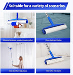 9.84" Large Extra Sticky Lint Roller, 58.3" Long Handle Lint Remover with 7 Rollers for Clothes, Cat Dog Pet Hair, Furniture, Couch, Carpet, Floor，Painted Wall Cleaner Mop Dust Cleaning