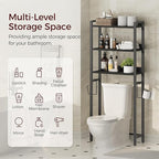 MAHANCRIS Over The Toilet Storage Rack, 3 Tier Bathroom Organizer Over Toilet, Freestanding Space Saver Toilet Stand with 2 Hooks, Bathroom Storage Shelf, Easy to Assemble, Black TSBK6001