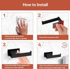 Toilet Paper Holder, Self-Adhesive Toilet Paper Roll Holder for Bathroom and Washroom, No-Drill SUS 304 Stainless Steel,Matte Black