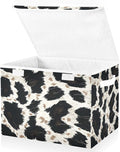 senya Large Storage Bins with Linen Collapsible Foldable Storage Cubes Fabric Closet Organizer Containers box with Flip-Top Lid for Home Bedroom Office 16.7 x 12.6 x 11.8in (Animal Skin Texture)