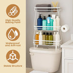 PowerKing Over The Toilet Storage Shelf, 3 Tier Bathroom Organizer Rack, No-Drill, Rust-Resistant Steel, Toilet Paper Holder for Restroom Bathroom, White