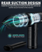 Powerful Compressed Air Duster for Deep Cleaning-Replace Compressed Air Can-No Canned Air Duster-Keyboard Cleaner-PC Cleaning-Rechargeable-3-Speeds-95000RPM Cordless Air Blower-Car Duster 8000mAh