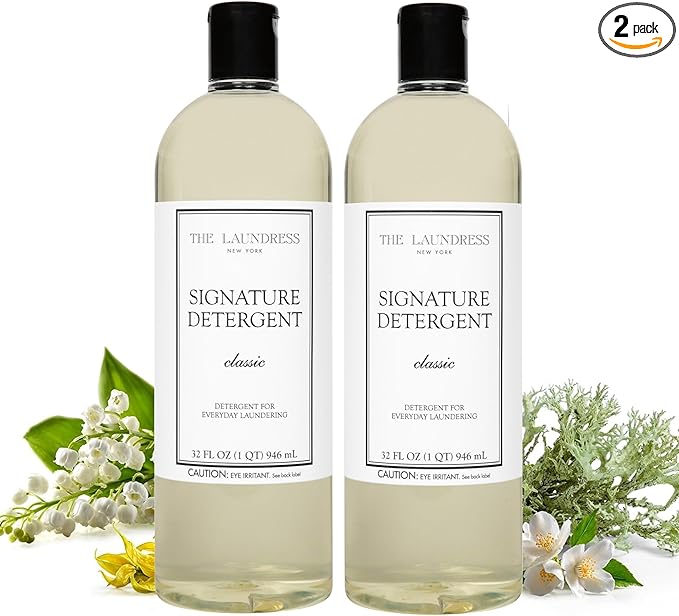 The Laundress Luxury Laundry Detergent, 31 Loads, Scented Signature Classic Fragrance, Concentrated Triple Enzyme Deep Cleaning and Targeted Stain Remover, 96% USDA Biobased Product (Pack of 2)