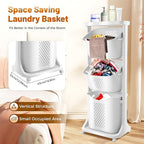 GOSHET Laundry Basket, 3 Tier Sorter Clothes Storage Hampe Organizer Shelf Rolling Cart With 4 Wheels 55.12lbs Load White For Kitchens, Bathrooms, Bedrooms, Dormitories, Classrooms, Laundry Rooms