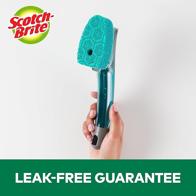 Scotch-Brite Advanced Soap Control Heavy Duty Dishwand, 1 Dish Wand, Prevents Soap from Leaking, Leak-Free Guarantee, Best for Cast Iron Skillets & Grill Grates, Fits all Scotch Brite Refills