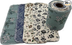Reusable Toilet Paper Towels 20 Count Roll,Washable Cotton Cloth Paper Bidet Towels,2-Ply Super Soft Absorbent,Paperless Wipes Zero Waste(4 Colors Flower)