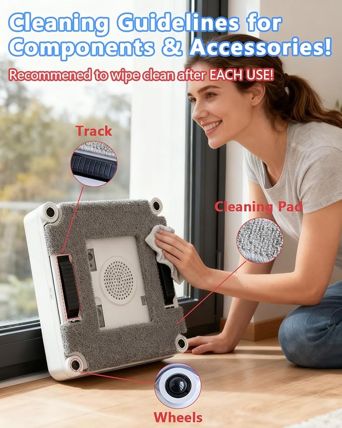 Window Cleaning Robot, 8000Pa Auto Window Cleaner with Intelligent Path Planning, 15-Stage Anti-Fall for High-Rise Glass, App & Remote Control, Hands-Free for Tile & Floor-to-Ceiling Windows