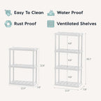 IRIS USA 3-Shelf Light Duty Plastic Storage Shelves, 150lb Capacity, 33" H x 24" W x 12" D, Medium Modular Shelving Unit Storage Organizer for Bathroom, Laundry, Garage & Home, Storage Rack - White