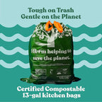 Healthy Earth 13 Gallon Compostable Drawstring Trash Bags, 1.13 Mil Extra Thick Tall Kitchen Liners (49.2 L), Heavy Duty Leak-Proof Food Scrap Bags, BPI & TÜV OK Compost Certified, 60 Count