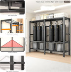 Foldable Portable Armoire Wardrobe Closet for Hanging Clothes Rack, Heavy Duty Covered Clothes Rack with Cover(HARDBOARD Magnetic), Closet Garment Rack for Bedroom Storage (KT Grey, 59.05in)
