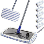 MASTERTOP Microfiber Mops for Floor Cleaning, Extra Large Industrial Mop,Floor Commercial Mop for Wet & Dry Use, Flat Mops for Hardwood, Vinyl, Laminate, Tile Floors, 5 Reusable & Washable Pads