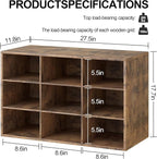 Garden 4 you Shoe Storage Bench, Cubby Shoe Rack with 9 Cubbies, 3-Tier Wood Shoe Rack Organizer, Shoe Organizer Cabinet for Entryway, Hallway, Closet and Garage, Brown