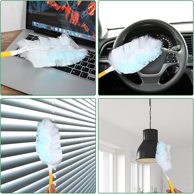 Duster Refills,Static Dust Removal Brush Disposable Dusting Head Compatible with Swiffer Duster Refills for Electronics, Furniture, Blinds, Ceiling Fans (Yellow, 30 PCS)