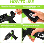 Hot Glue Gun Full Size: DEKOPRO 60/100Watt Dual Temp Hot Glue Gun Kit with 25 Glue Sticks, Organize Storage Case, Heavy Duty Heat Glue Gun Tool Set for Home Repair, Art & Crafts, DIY Black