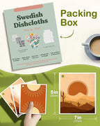 6 Pack Swedish Dishcloths for Kitchen - Reusable Dish Cloths for Washing Dishes Absorbent Cute Funny Kitchen Towels Cleaning Sponge, Sunrise