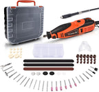 GOXAWEE Rotary Tool Kit with 180 Rotary Tool Accessories & Flex Shaft & Universal Collet, 5 Variable Speed Rotary Multi-Tool, Mini Electric Drill Set for Crafting DIY Project(Orange)