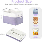 Large Storage Baskets- 15x11x10 inch Storage Bins for Shelves and Closet Organizing, Foldable Fabric Bin for Home Organization Clothes and Laundry (1-Pack, White&Purple)