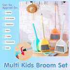 Roshtia 4 Pcs Mini Broom with Dustpan for Kids Broom and Dustpan Set Toddler Cleaning Set Boys Girls Small Cleaning for Kitchen Bathroom Pet (Yellow,Red,Green,Hoary)