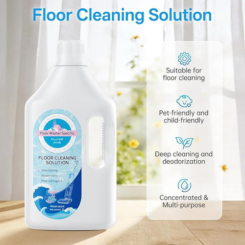 1L Fresh Ocean Floor Cleaning Solution Compatible With Tineco/Bissell/Dreame And Shark, Fragrance Deodorization, Deep Cleans for Multiple Hard Floors, Suitable With Cordless Wet/Dry Vacuum