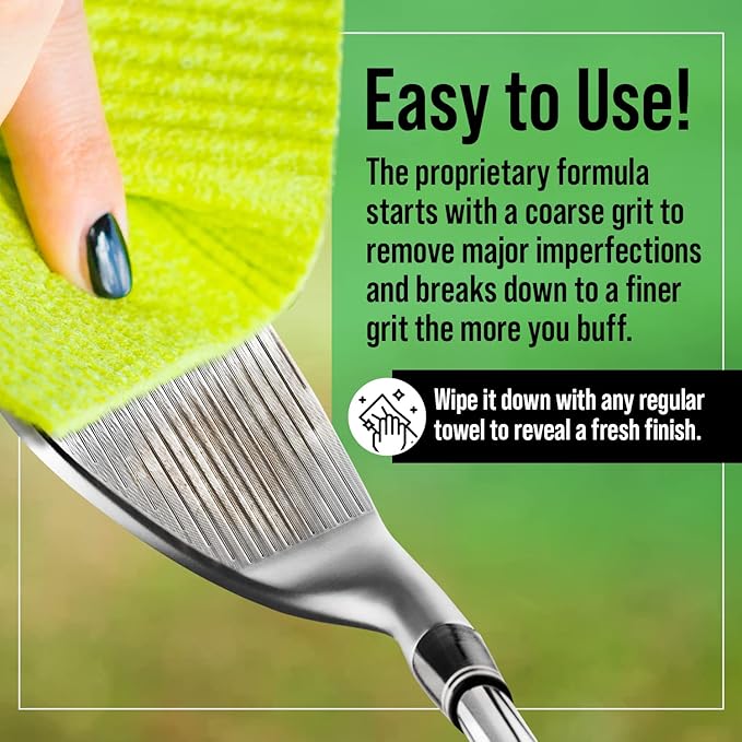 Golf Club Polish & Rust Remover – Made in USA – Instant Golf Club Cleaner & Scratch Remover Cream – 8 oz Golf Club Polish Compound, Groove Cleaner & Golf Club Polishing Kit – Shine, Protect & Restore