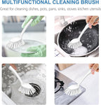 SetSail Dish Brush with Handle, 3 Pack Stiff Bristles Dish Scrubber with Built-in Scraper Dish Scrub Brushes for Cleaning Dishes, Pots and Pans, Kitchen Sink, 3 Pack, Grey White