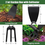 Hoe Garden Tool, 60 Inch Garden Hoe Adjustable Long Handle, 2 in 1 Garden Hoe for Weeding, Stainless Steel Weeder Tool for Yard Long Handle, Gardening Hoe for Planting, Lossening, Digging