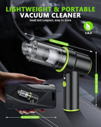 CODN Handheld Car Vacuum Portable Cordless, 2 in 1 Handheld Vacuum Cleaner 12000PA Air Duster with Multi-Nozzles and LED Light, Mini Hand Held Vacuum Rechargeable for Home, Car, Office, Pet Hair