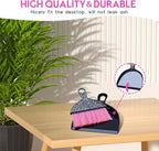 THINKLEARN 2PCS Mini Dustpan and Brush Set, Small Broom and Dustpan Set with Pink Leopard Print Design, Hand Broom Whisk Broom and Dust Pan for Cleaning Desk, Home, Cars, Pets, Kids