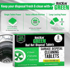 Rockin' Green Deep Cleaning and Deodorizing Tablets for Dishwashers, Washing Machines, and Garbage Disposals, Removes Odor and Residue (Garbage Disposal Cleaning Tablets, 8 Pack)
