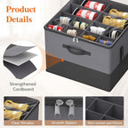 Lifewit 4 Pack Shoe Storage Organizer for Closet, Large Shoe Box Storage Containers with Clear Cover, Foldable Storage Bins Fit for Boots Fits 48-64 Pairs (Each 12-16 Pairs) Gray and Black