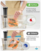 Syntus Vacuum Sealer Bags for Food, 30 Pcs Small Size 8" x 10" and Medium Size 10" x 13.8" Food Storage Bags for Sous Vide Cooking Microwave Heating, Air Valve Zipper Bags & Zip Clips