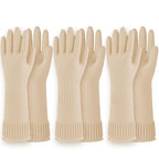 Reusable Waterproof Household Dishwashing Cleaning Rubber Gloves, Non-Slip Kitchen Glove (Ivory, Medium (Pack of 3))