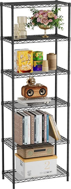 Golpart 6 Tier Adjustable Storage Shelves,Heavy Duty Metal Utility Shelf 900LBS Capacity,Wire Shelving Unit Organizer Rack for Home,Kitchen,Office,Bathroom,Pantry Room,12" D x 22" W x 69" H,Black